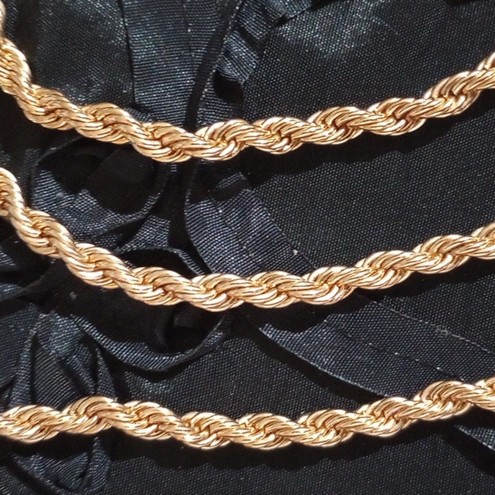 24K Gold Bonded Sterling Silver Rope Chain Necklace 30"inches